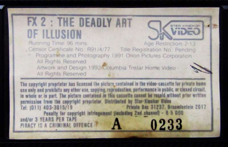 FX2 - The Deadly Art of Illusion - Movie VHS Tape (1992)