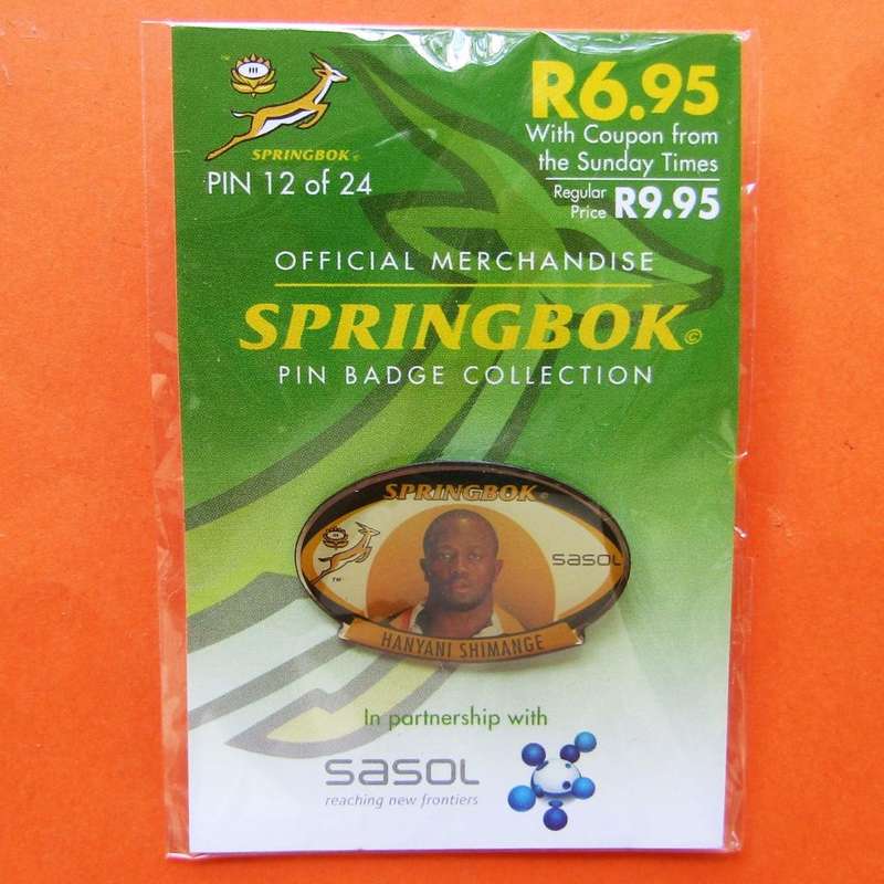 Hanyani Shimange Springbok Rugby Pin Badge