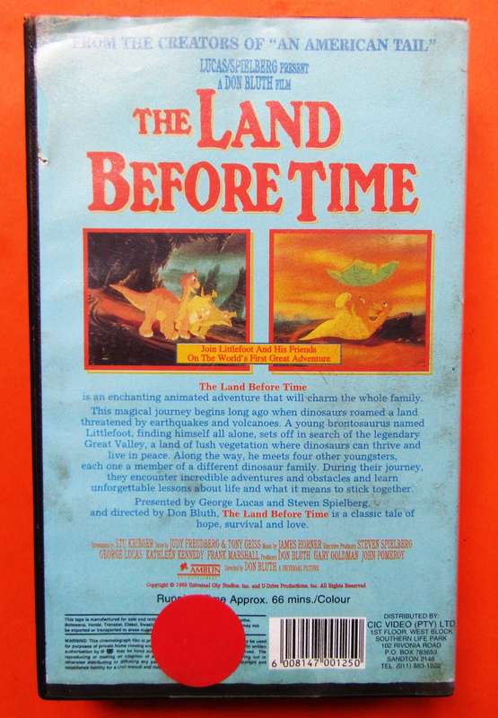 The Land Before Time - Movie VHS Tape (1988)