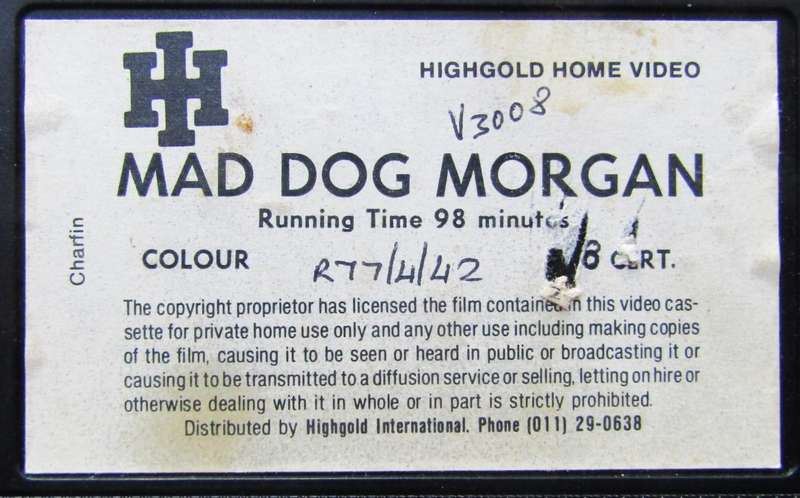 Mad Dog Morgan - Dennis Hopper - Movie VHS Tape (1977)