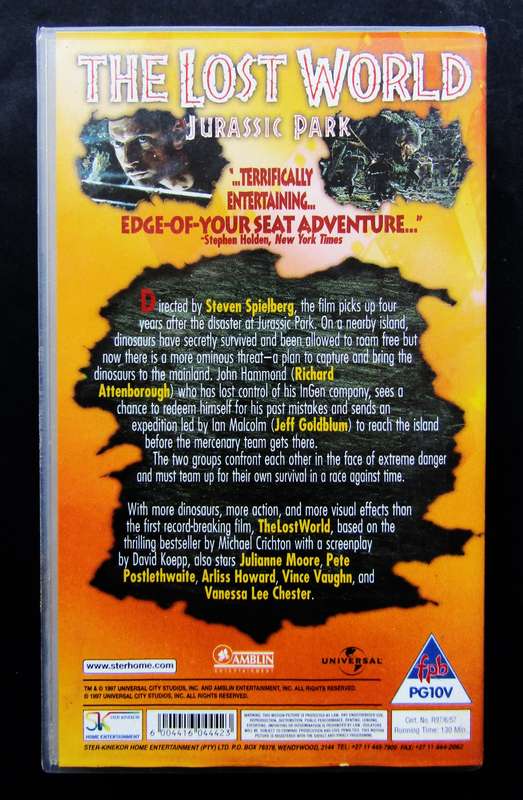The Lost World - Jurassic Park - Movie VHS Tape (1997)