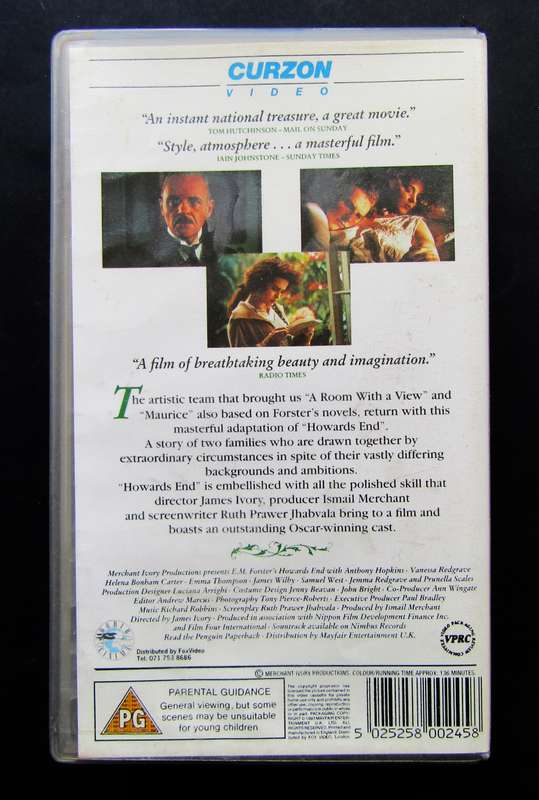 Howards End - Anthony Hopkins - Movie VHS Tape (1993)
