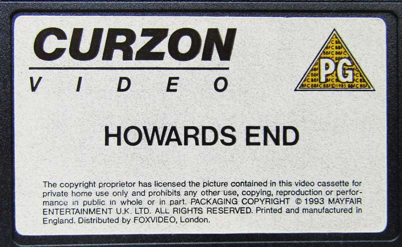 Howards End - Anthony Hopkins - Movie VHS Tape (1993)