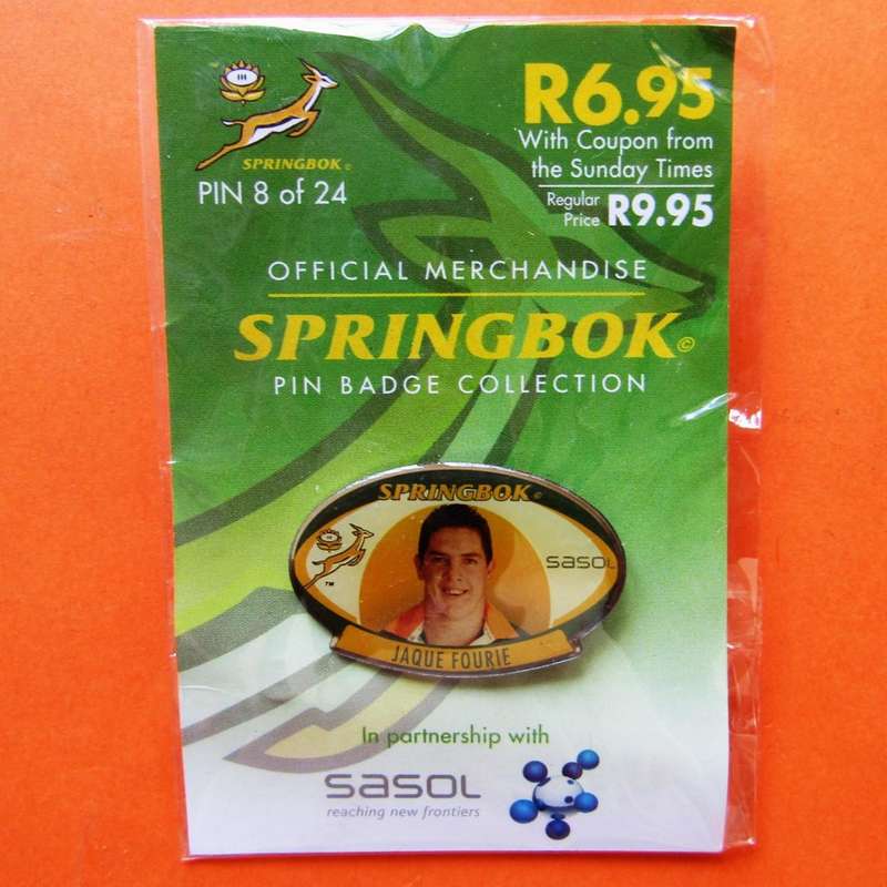 Jaque Fourie Springbok Rugby Pin Badge