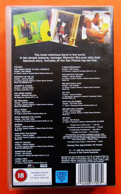 Sex Pistols - The Great Rock 'n' Roll Swindle - VHS Video Tape (1980)