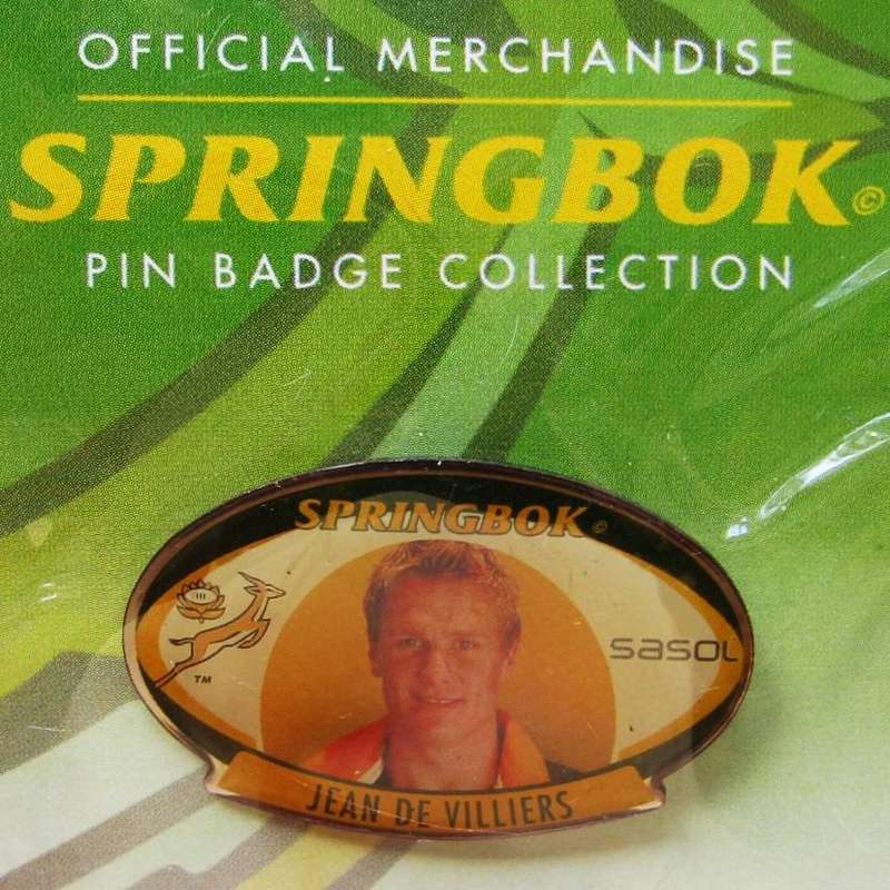 Jean de Villiers Springbok Rugby Pin Badge