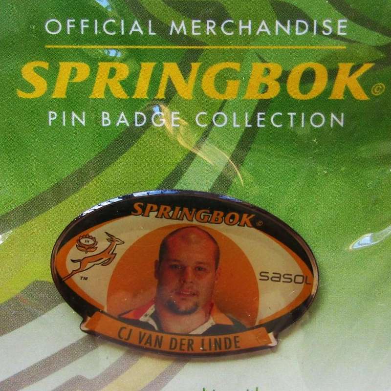 CJ van der Linde Springbok Rugby Pin Badge