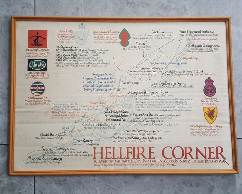 WW2 Framed Map of the Artillery Defences Around Dover