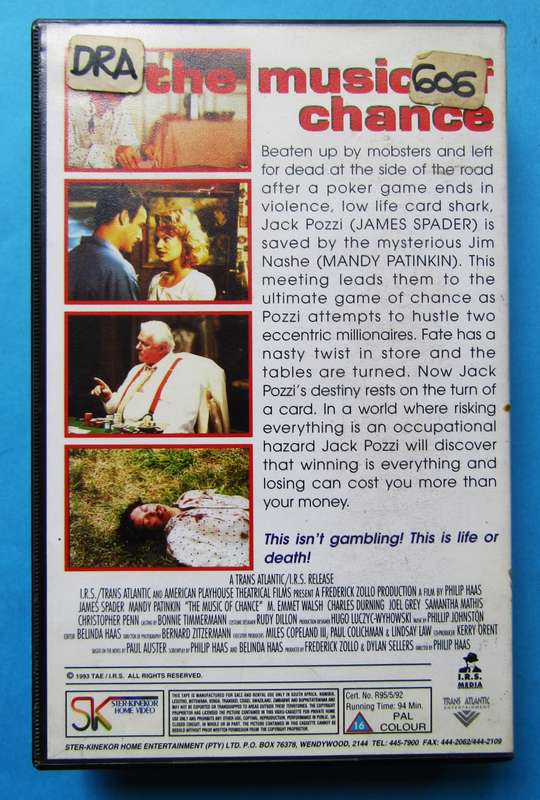 The Music of Chance - James Spader - Movie VHS Tape (1993)