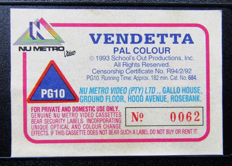 Vendetta - Carol Alt - Movie VHS Tape (1994)