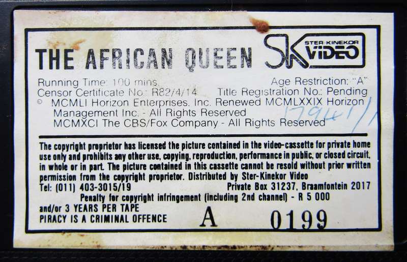 The African Queen - Movie VHS Tape (1991)