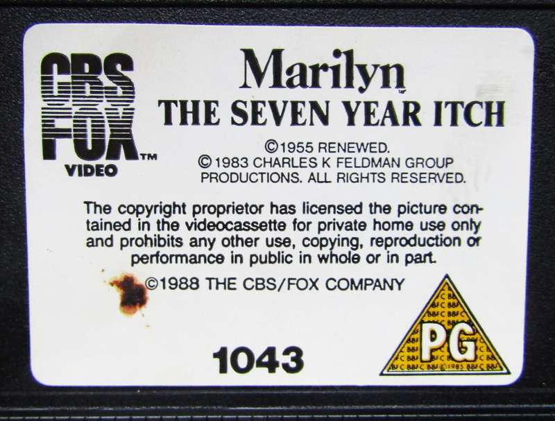 The Seven Year Itch - Marilyn Monroe - Movie VHS Tape (1988)