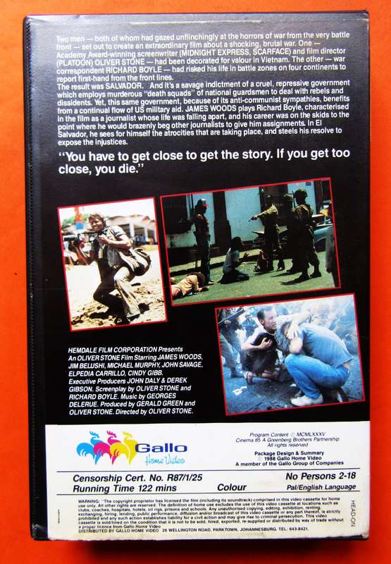 Salvador - Oliver Stone - Movie VHS Tape (1988)