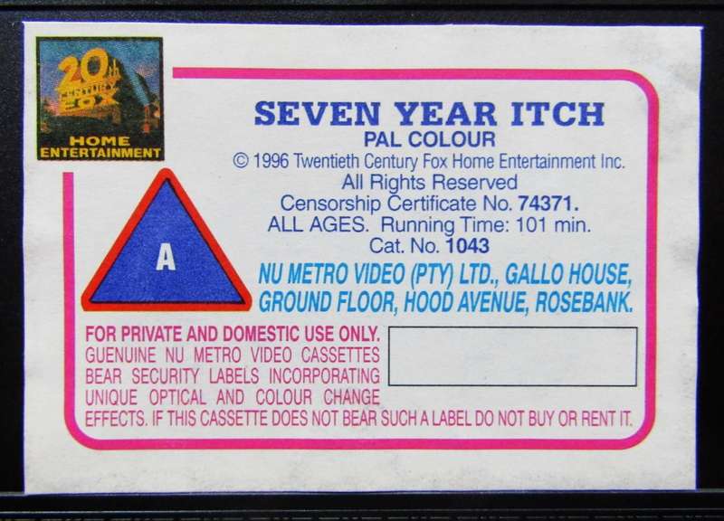 The Seven Year Itch - Marilyn Monroe - Movie VHS Tape (1996)