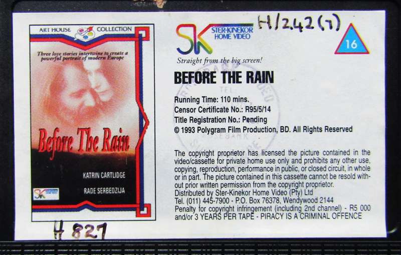 Before the Rain - Movie VHS Tape (1993)