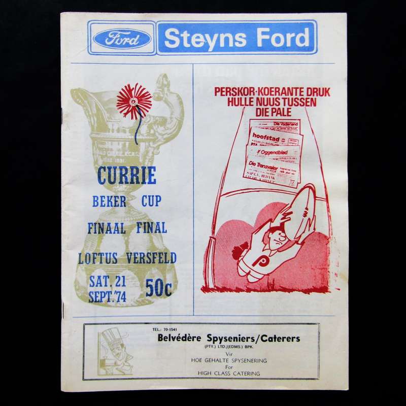 1974 Currie Cup Final - Noord Transvaal vs Transvaal - Rugby Programme