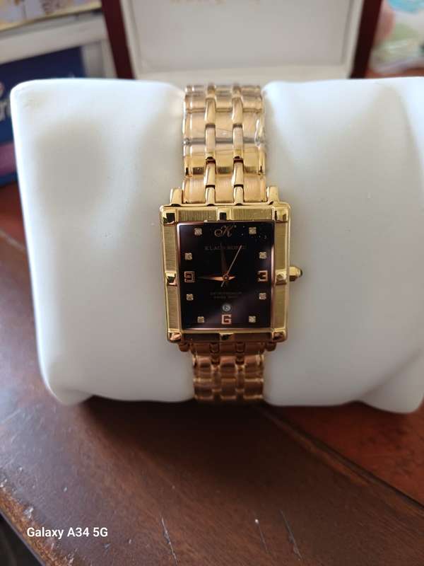 Watch - Klaus kobec Swiss movement gold plated black face watch with diamantes. I 40mm x 44mm #ML...