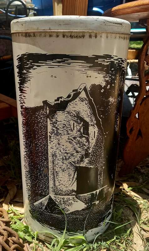 Large Vintage Cookie Tin Jar