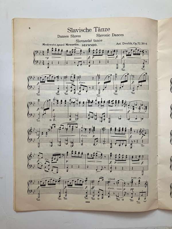 Antonin DVORAK Op. 72 Vol II - Vintage Music Score for Piano Duet