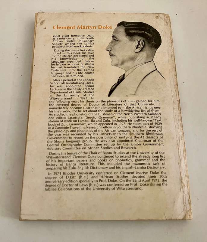 Trekking in South Central Africa 1913 - 1919 - Dr CM Doke. Softcover, 1st Ed. 1975