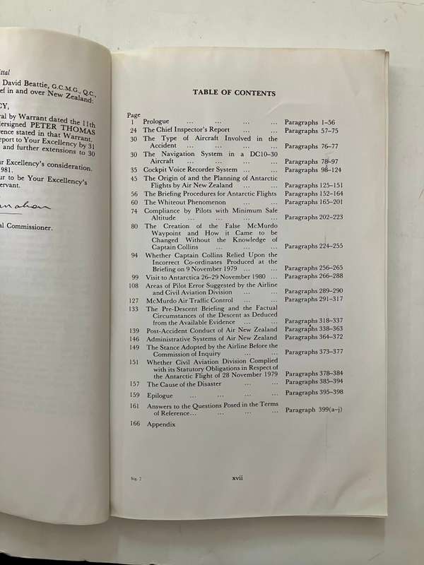 Report: The Crash on Mt Erebus - Royal Commission of Inquiry. SCARCE doc. 1st Ed. 1981