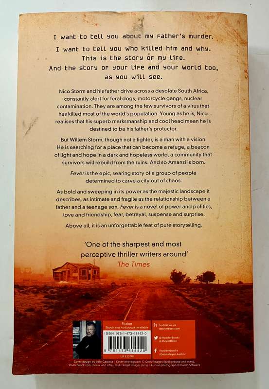 Fever - Deon Meyer. SIGNED Softcover, 1st Eng Ed. 2017