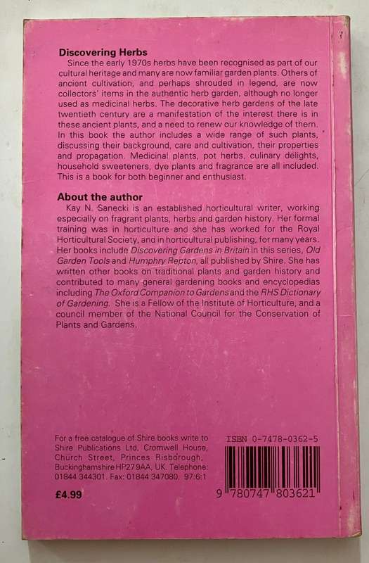Discovering Herbs - Kay N Sanecki. Softcover, 6th Ed. 1997