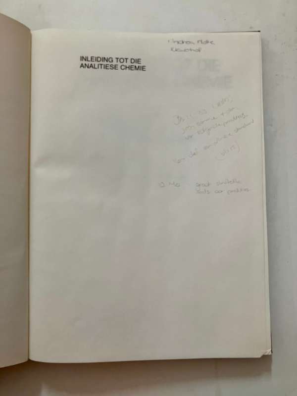 Inleiding tot die Analitiese Chemie - JG Leipoldt et al. Hardeband, 1e Uit. 1982