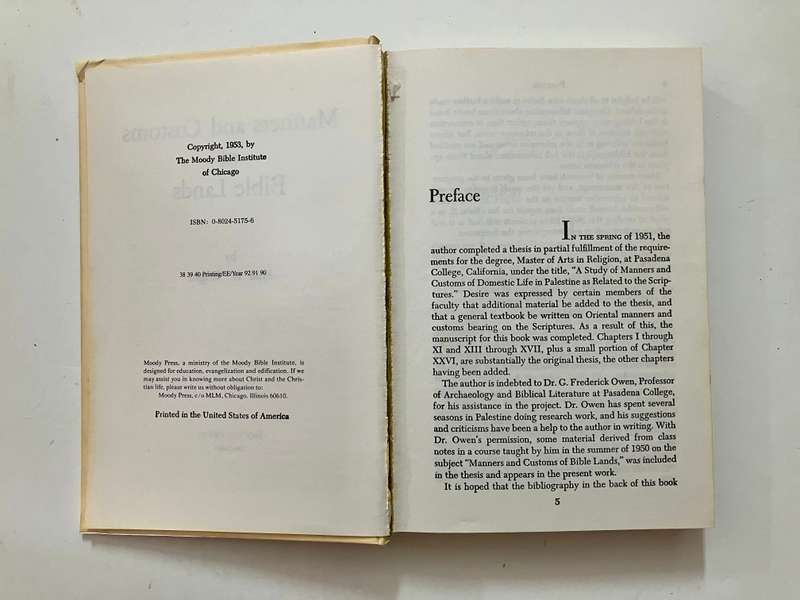 Manners and Customs of Bible Lands - Fred H Wight.  Hardcover, 1992