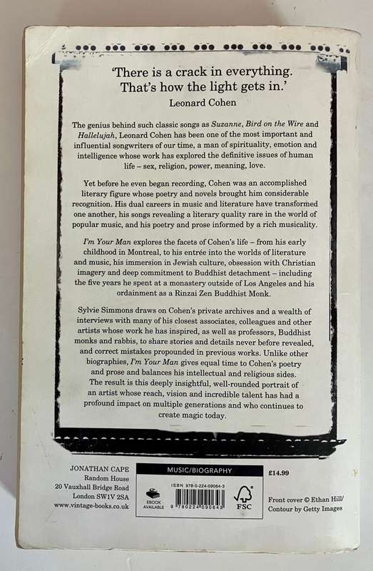 I'm Your Man: The Life of Leonard Cohen - Sylvie Simmons . SC, 1st Ed. 2012