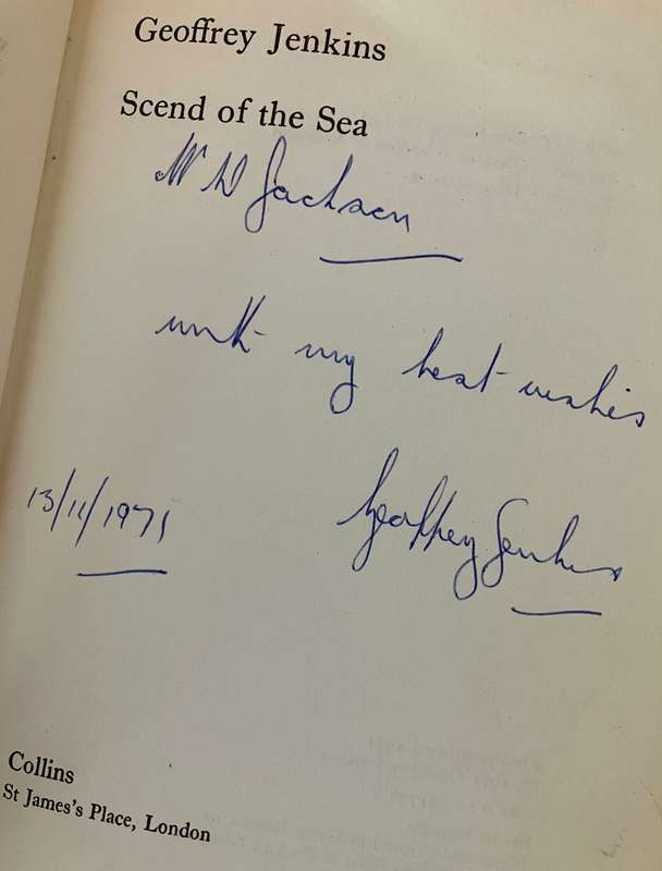 Scend of the Sea - Geoffrey Jenkins. SIGNED Hardcover w/dj. 1st Ed. 1971