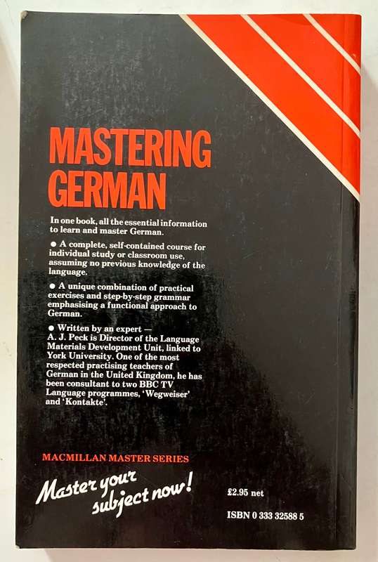 Mastering German - A J Peck. Softcover, 1983