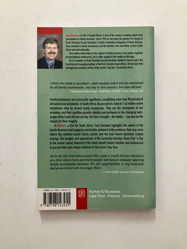 Thrive! Making Family Business Work - Tony Balshaw. Softcover. 1st Ed. 2003