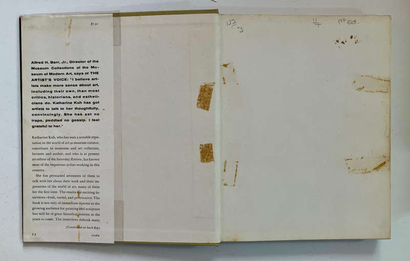 The Artist's Voice: Talks With Seventeen Artists - Katharine Kuh. Hardcover w dj. 1st Ed. 1960