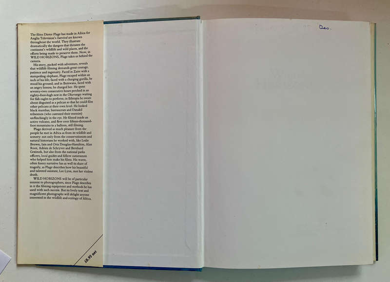 Wild Horizons: A Cameraman in Africa - Dieter Plage. Hardcover w dj. 1st Ed. 1980