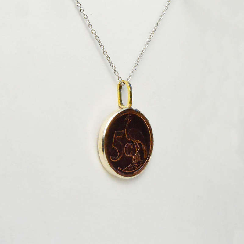 South African 5 Cent Coin Pendant Necklace