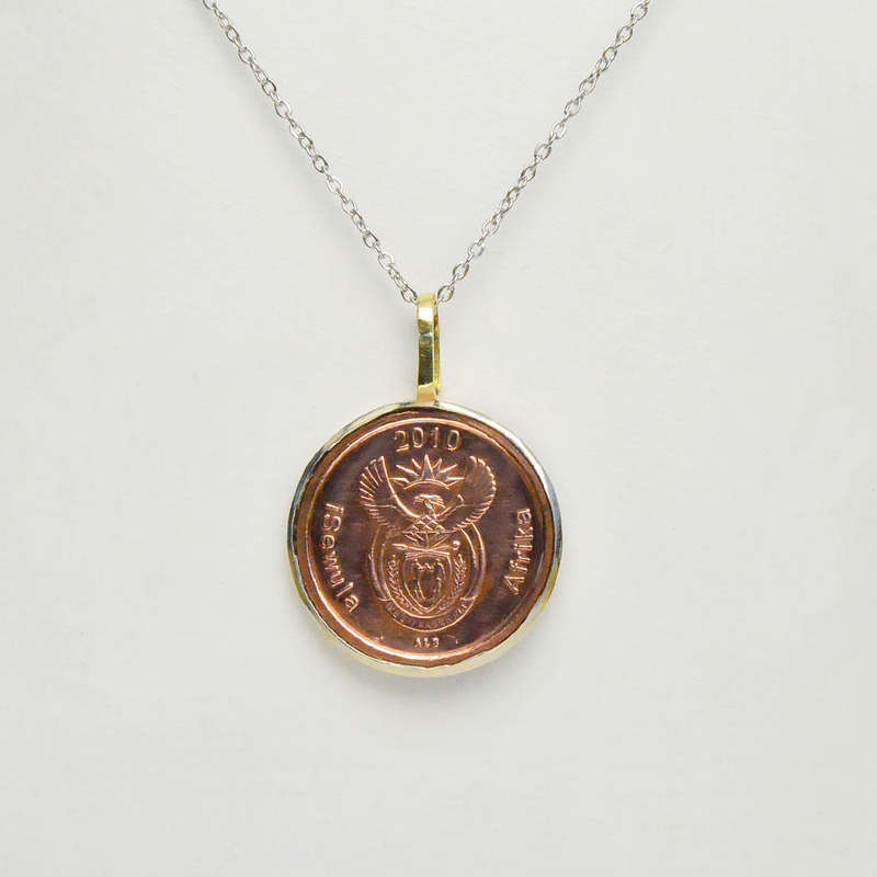 South African 5 Cent Coin Pendant Necklace