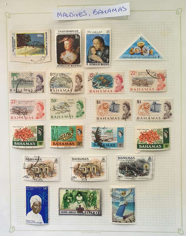 Stamp Lot - Mauritius, Seychelles, Maldives, Bahamas, Bermuda, Cayman Isl, Antigua, trinidad Tob