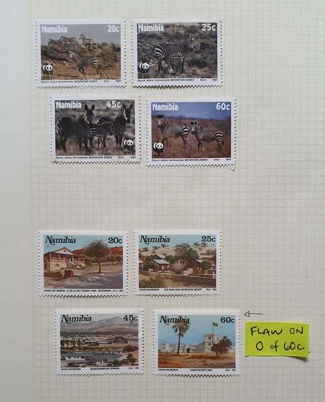 1991 NAMIBIA STAMP LOT (2 X SETS) WITH POSSIBLE FLAW?