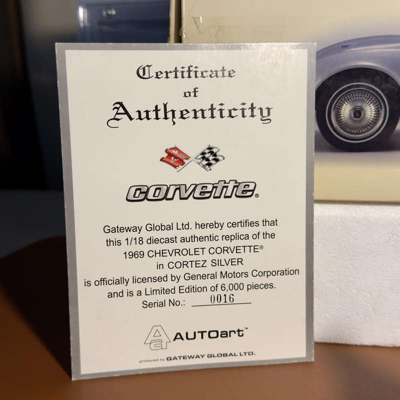 AUTOart Millennium 1:18 1969 Chevrolet Corvette Cortez Silver  Limited Edition #16/6000