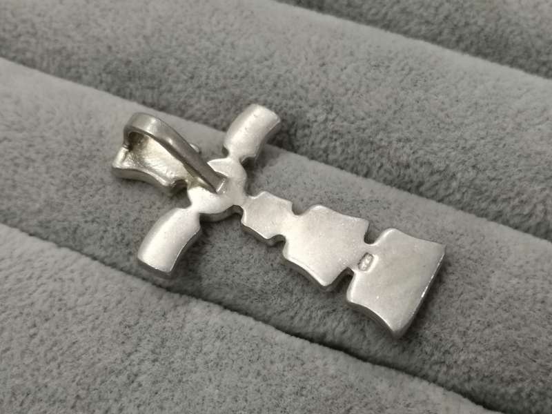 925Silver: Mother of Pearl & Shell Cross Pendant -  Size 45x29mm