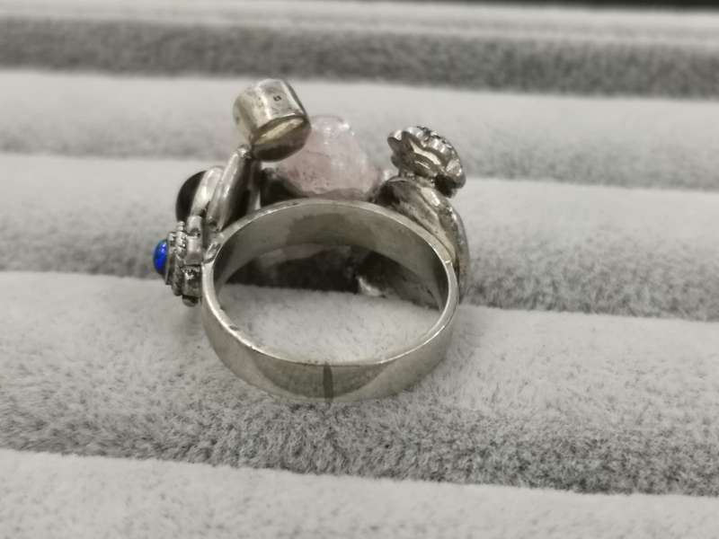 925Silver: Unique Design Ring - Multiple Gemstones - Size P3/4