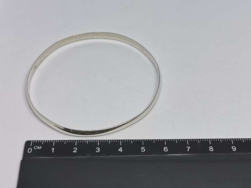 Silver D-Shape Bangle