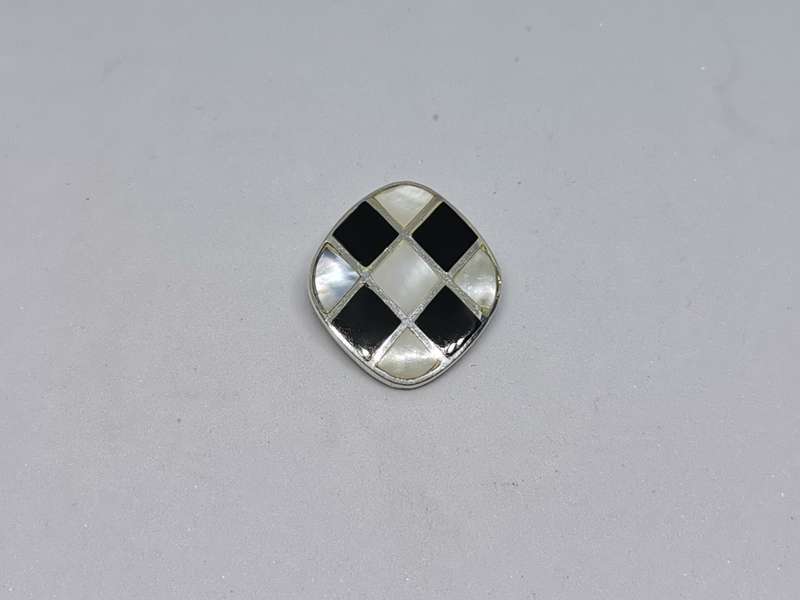 Silver Onyx and Pearl Pendant