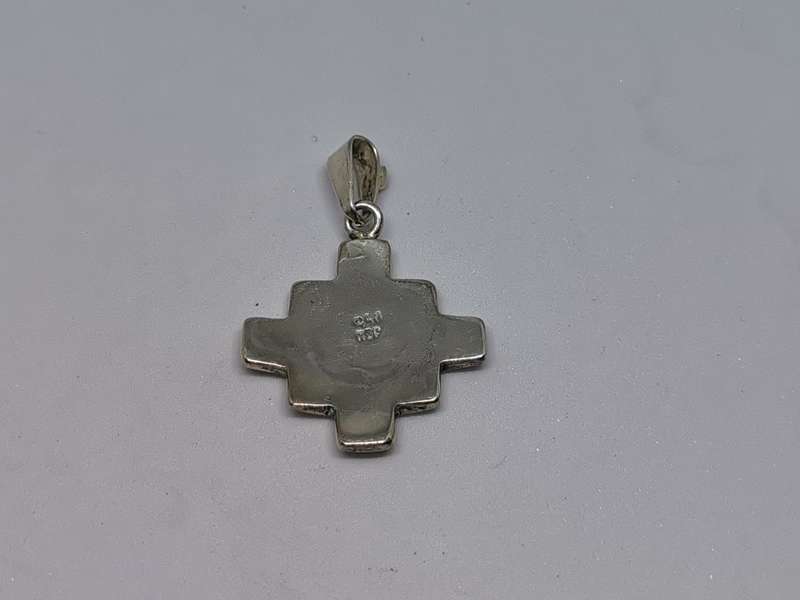 Chakana Cross with Stone Inlays Pendant