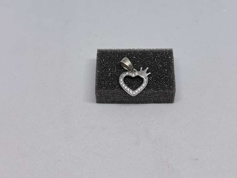 *R1 Auction* Silver Heart and Crown Pendant