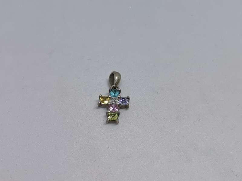 Silver Multi-Colour Cross Pendant