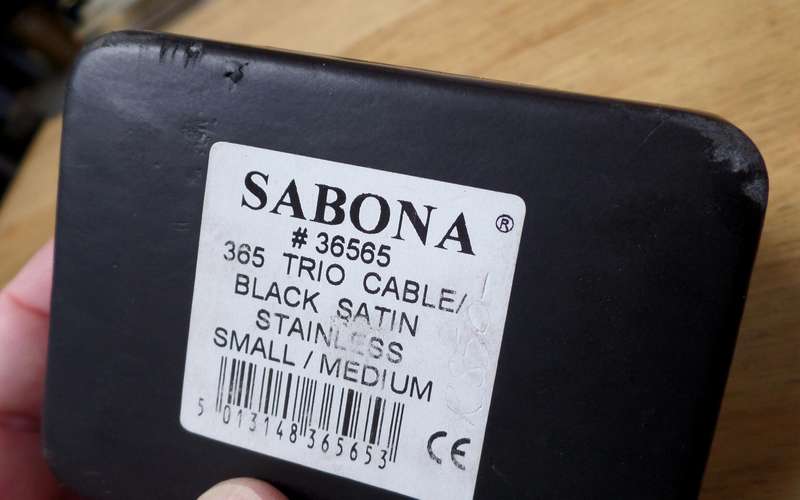 SABONA of London - Men's Trio Cable Black Satin wristband, Medium to Small