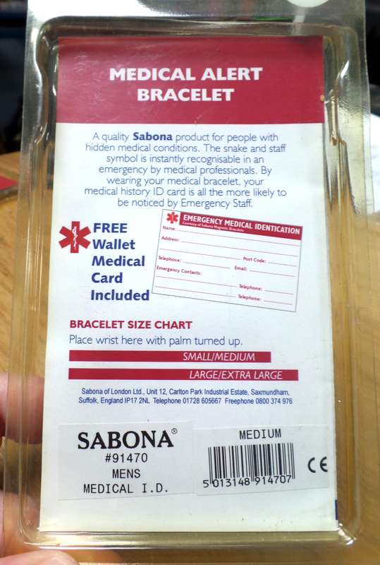 SABONA - Men's Medical ID Bracelet, Medium