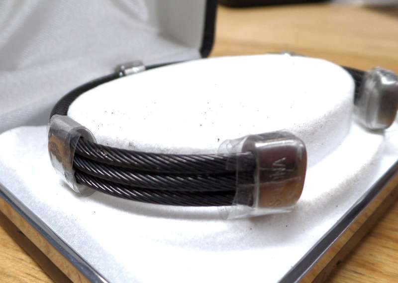 SABONA of London - Men's Trio Cable Black Satin wristband